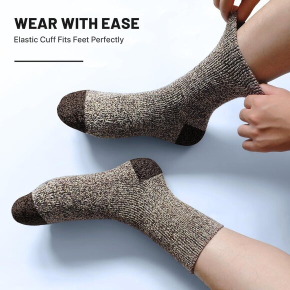 5 Pairs Merino Wool Socks for Men, Super Thick Hiking Thermal Socks for Cold Wea - Picture 5 of 6